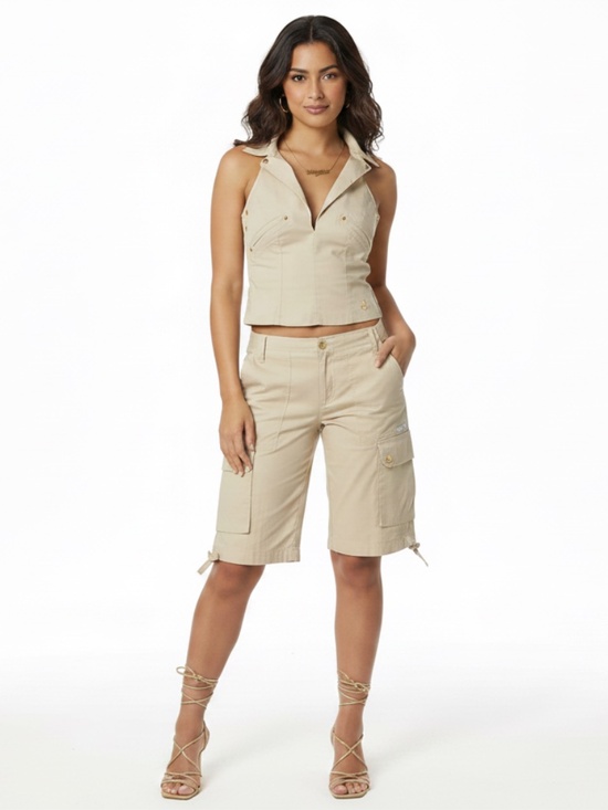 Baby Phat Pants - NEW Y2K 00 Baby Phat 2 piece linen suit vest outfit vest w Short 5 / M